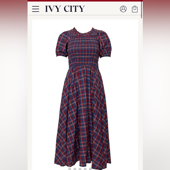 Ivy City Co Red and Blue Plaid Midi Dress - Picture 4 of 5